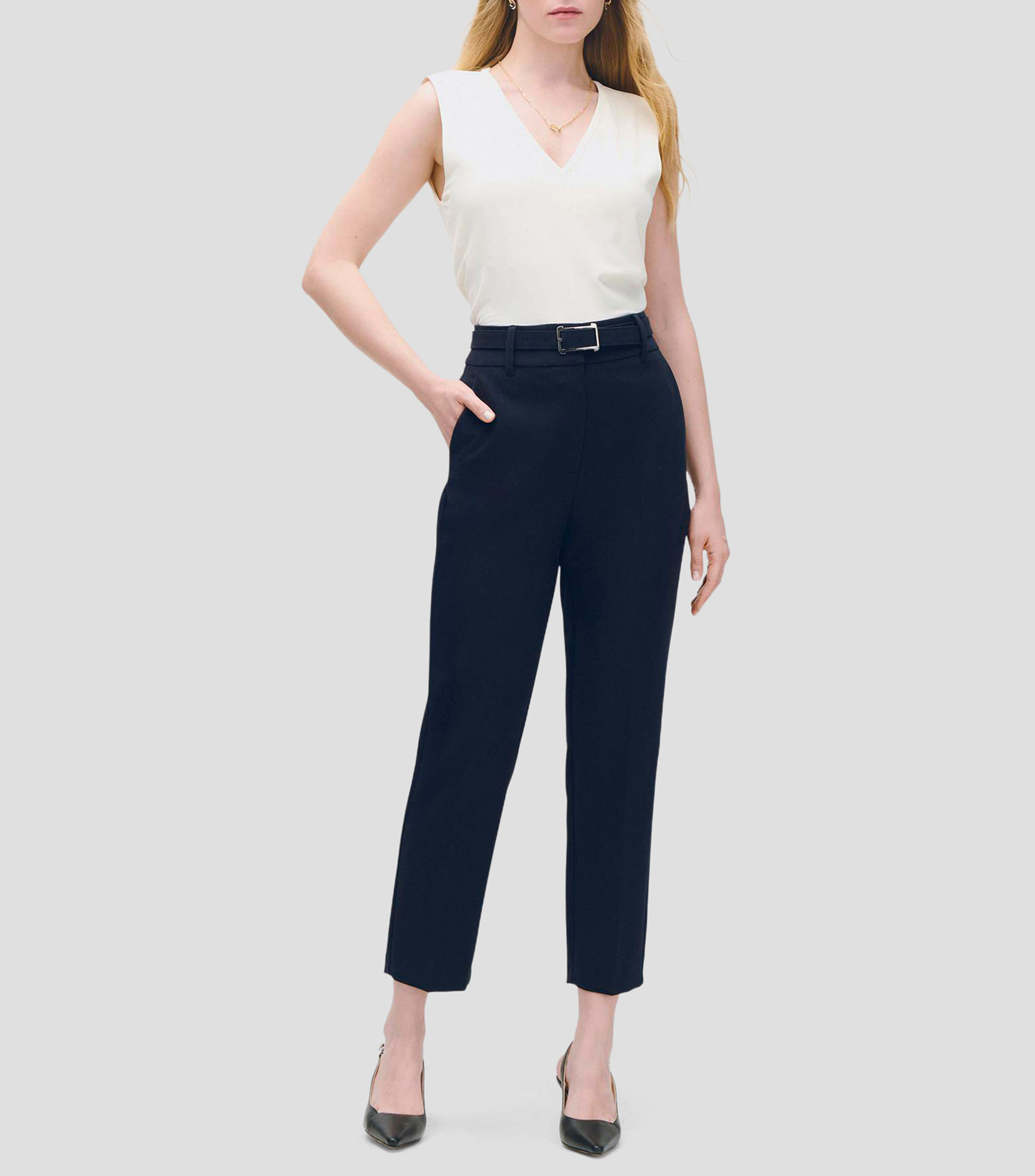 Pantalón Recto Tiro Alto Mujer